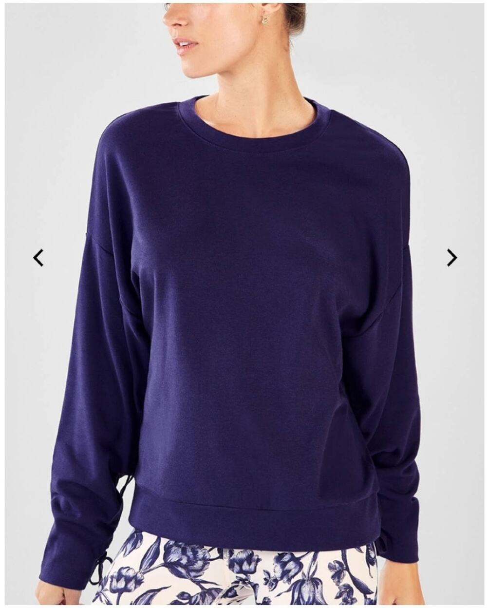 Fabletics Sadie Scrunched Sleeve Indigo Pullover Sweatshirt Size XS